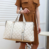 Diamond Quilted Vegan Leather Weekender Tote Bag - GiFTiFY