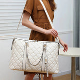 Diamond Quilted Vegan Leather Weekender Tote Bag - GiFTiFY