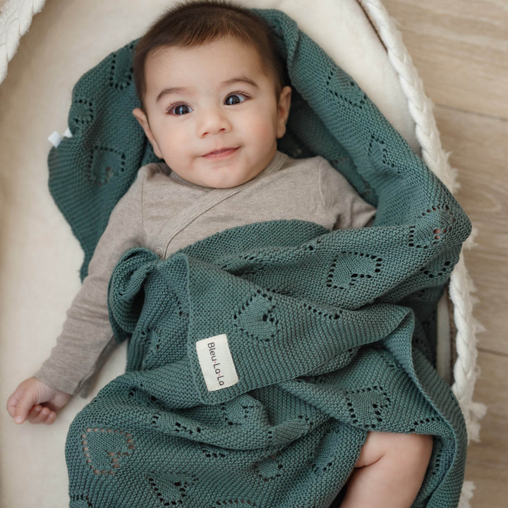 100% Cotton Luxury Knit Heart Swaddle Baby Blanket - GiFTiFY