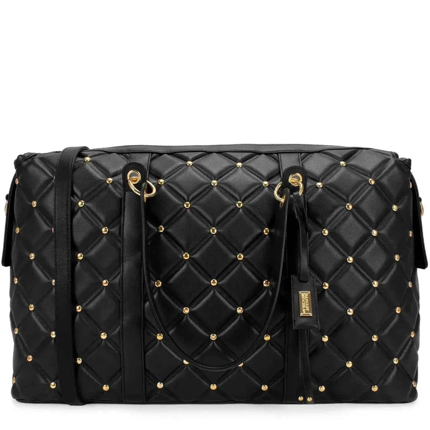 Diamond Quilted Vegan Leather Weekender Tote Bag - GiFTiFY