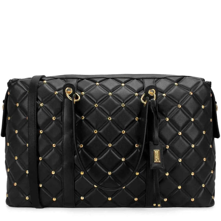 Diamond Quilted Vegan Leather Weekender Tote Bag - GiFTiFY