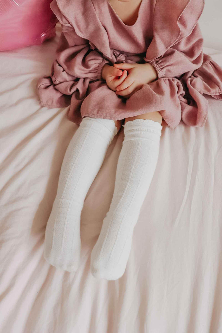 Ruffle Cotton Knee High Socks - GiFTiFY