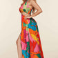 The Mara Tropical Print Halter Neck Maxi Dress