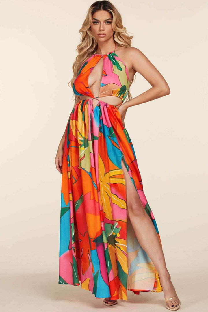 The Mara Tropical Print Halter Neck Maxi Dress - GiFTiFY