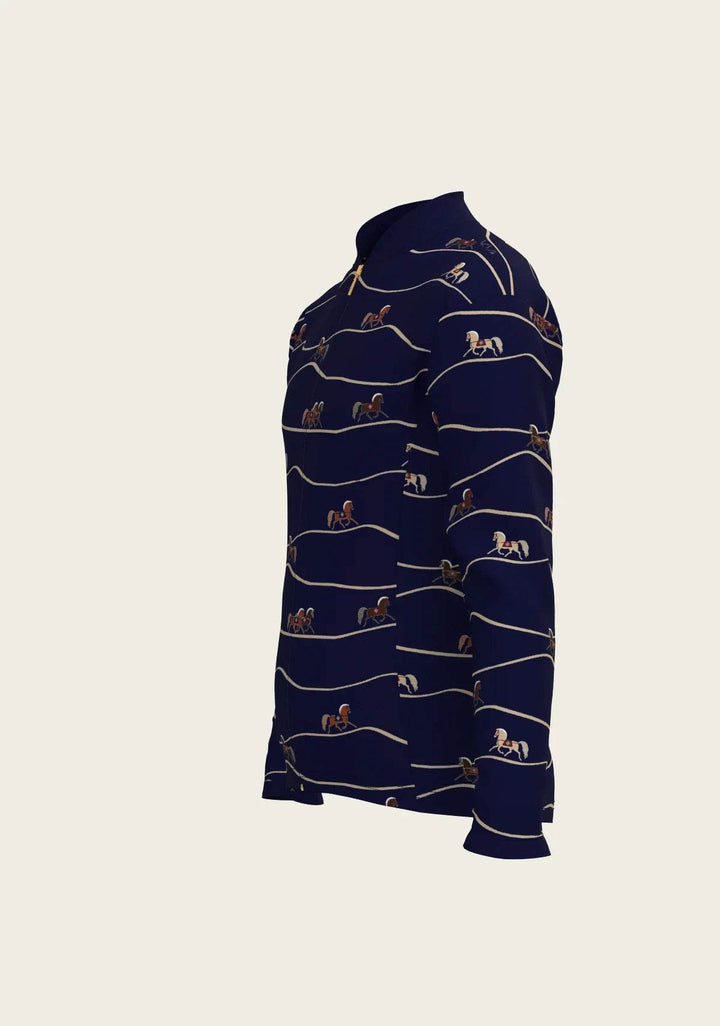 Navy Cheval Children's Long Sleeve Shirt - GiFTiFY