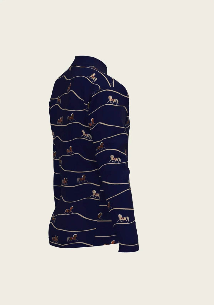 Navy Cheval Children's Long Sleeve Shirt - GiFTiFY