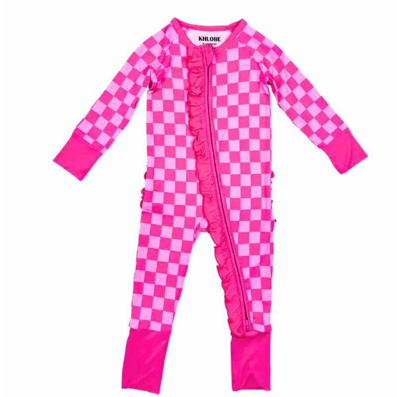 Convertible Ruffle Zippy Pink Checker by Khlobe