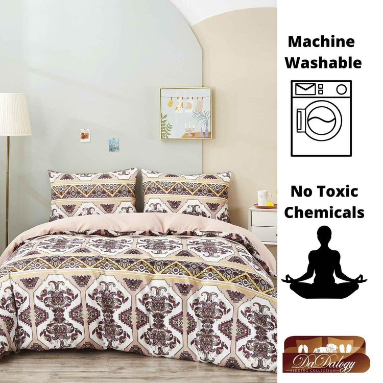 DaDa Bedding Majestic Oriental Kilim Duvet Cover - w/ Pillow Cases Royal Persian Traditional Design Intricate Ornate Ornament Print - GiFTiFY