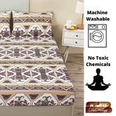 DaDa Bedding Majestic Oriental Kilim Fitted Sheet - w/ Pillow Cases Royal Persian Traditional Design Intricate Ornate Ornament Print - GiFTiFY