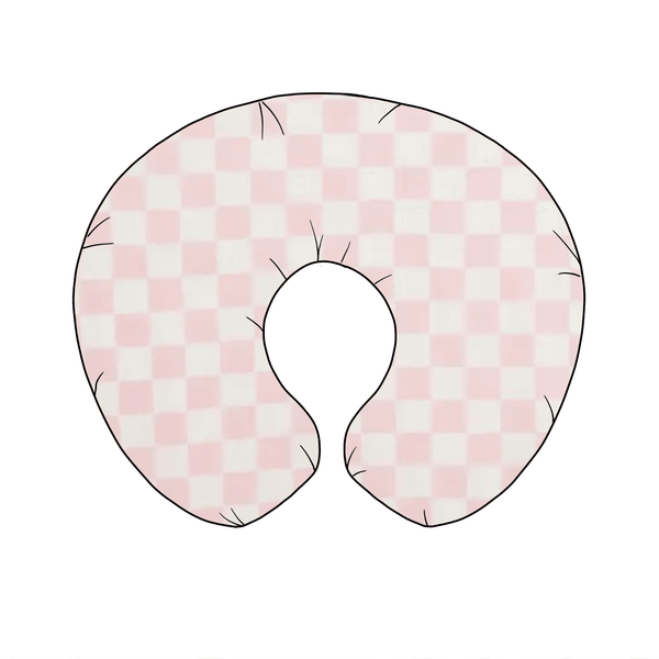 Sugar Pink & White Checkered Nursing Pillow Cover - GiFTiFY