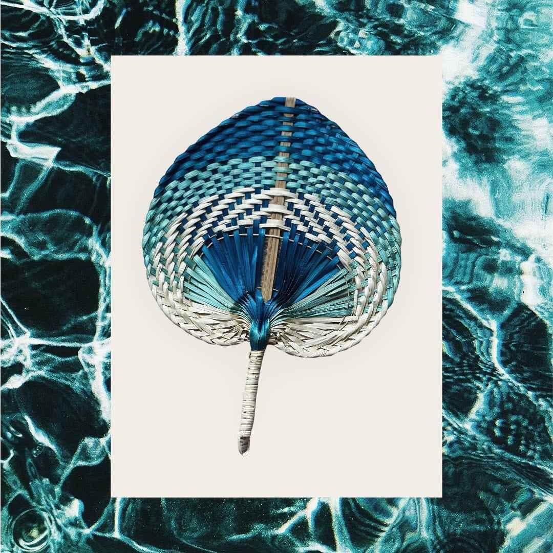 Tricolor Raffia Handmade Fan - GiFTiFY