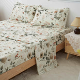 DaDalogy Enchanted Meadow Bed Sheet Set - Floral Harmony in Beige, Rose, and Soft Green, Premium Soft Microfiber, Machine Washable, Deep Pocket 14 - 15 Inches + Flat Sheet - GiFTiFY