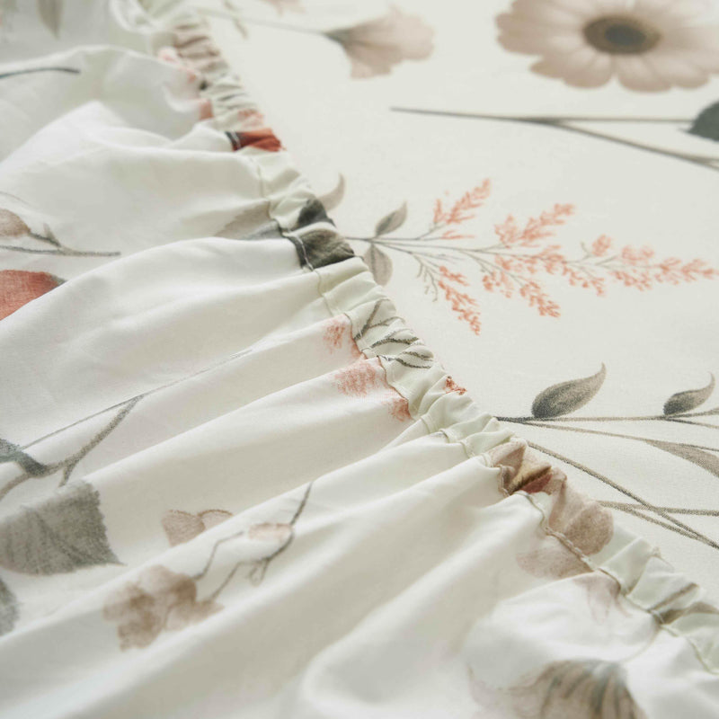 DaDalogy Enchanted Meadow Bed Sheet Set - Floral Harmony in Beige, Rose, and Soft Green, Premium Soft Microfiber, Machine Washable, Deep Pocket 14 - 15 Inches + Flat Sheet Bed Sheets by DaDalogy Bedding Collection