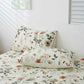 DaDalogy Enchanted Meadow Bed Sheet Set - Floral Harmony in Beige, Rose, and Soft Green, Premium Soft Microfiber, Machine Washable, Deep Pocket 14 - 15 Inches + Flat Sheet