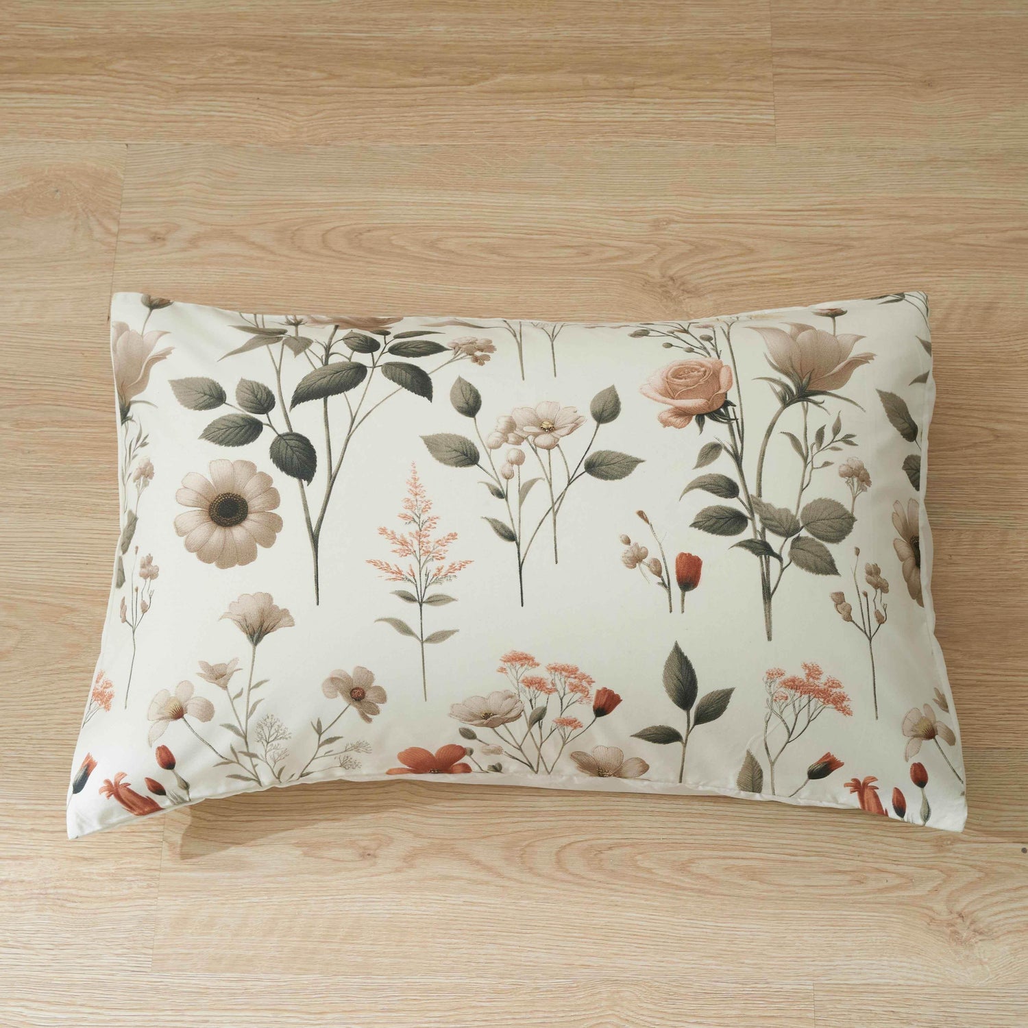 DaDalogy Enchanted Meadow Bed Sheet Set - Floral Harmony in Beige, Rose, and Soft Green, Premium Soft Microfiber, Machine Washable, Deep Pocket 14 - 15 Inches + Flat Sheet - GiFTiFY