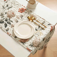 DaDalogy Enchanted Meadow Reversible Dinner Table Runner - Floral Elegance in Beige, Rose