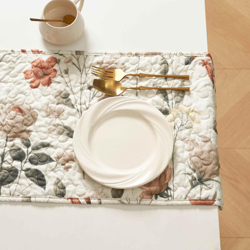 DaDalogy Enchanted Meadow Reversible Dinner Table Runner - Floral Elegance in Beige, Rose, and Soft Olive Green, Premium Soft Microfiber Quilted Table Runner Table Runner by DaDalogy Bedding Collection