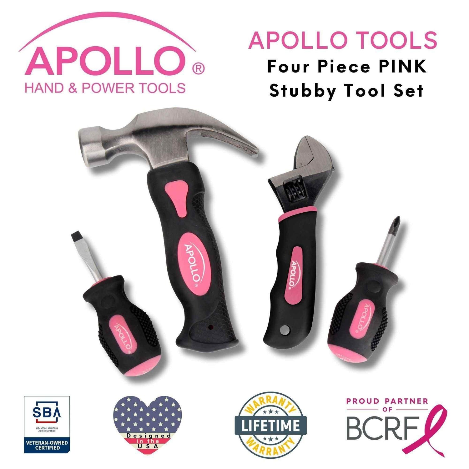 Four Piece Stubby Tool Set - Pink- DT0240P - GiFTiFY