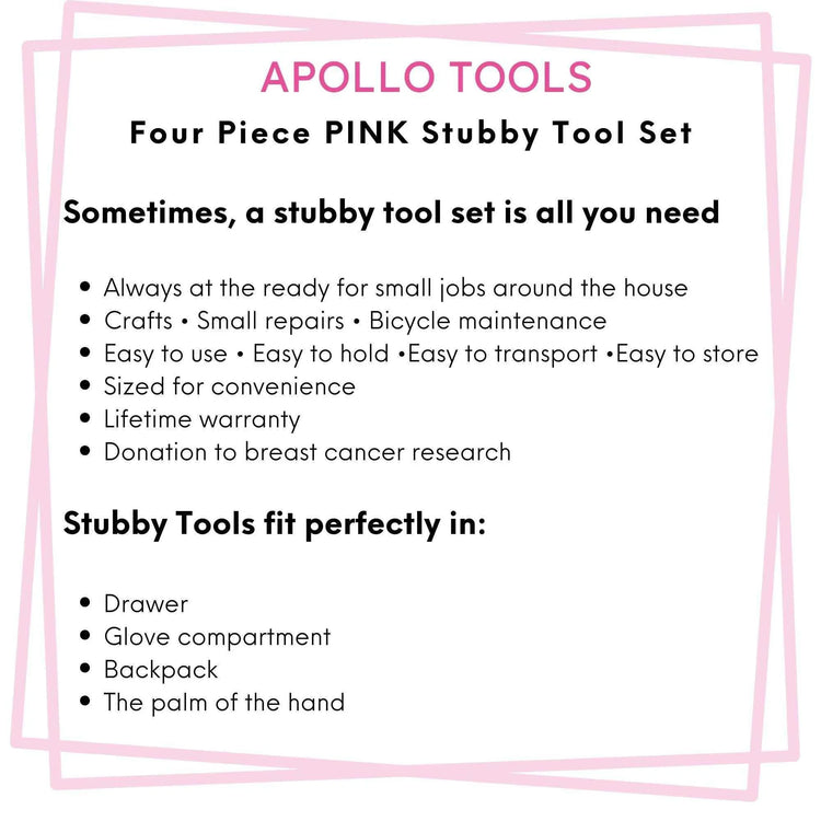 Four Piece Stubby Tool Set - Pink- DT0240P - GiFTiFY