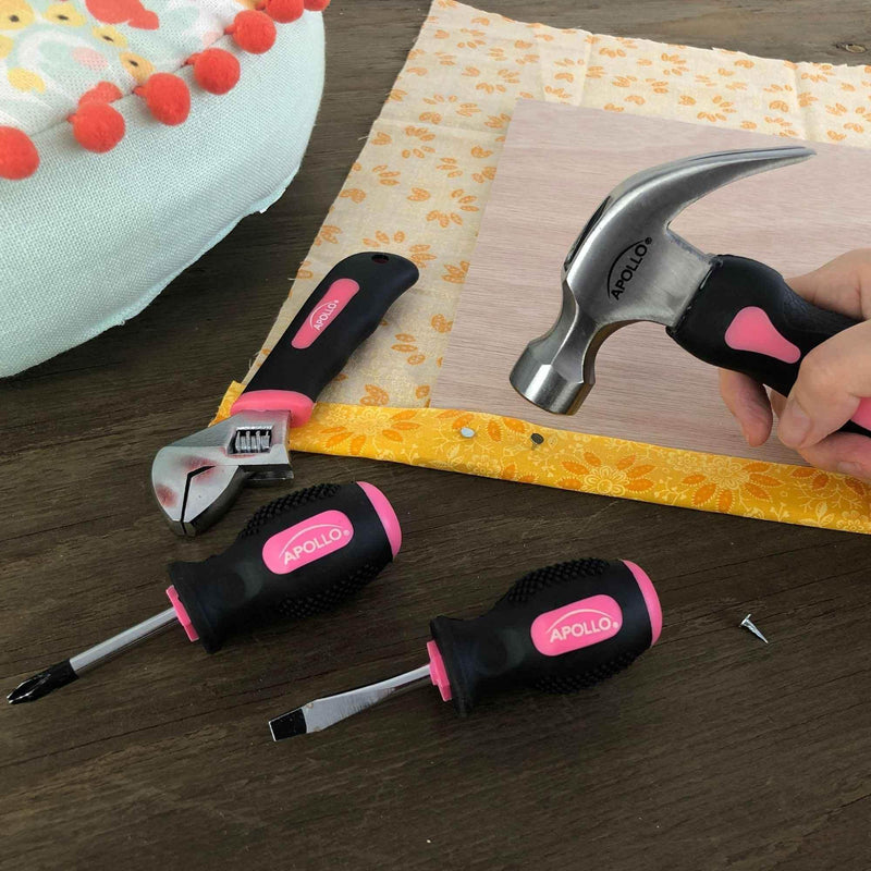 Four Piece Stubby Tool Set - Pink- DT0240P Pink Tool Kit by Apollo Tools