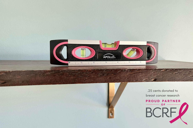 PINK 9-inch torpedo-shaped spirit level for 180/90/45 degrees leveling-- DT5019P Household hand tool by Apollo Tools
