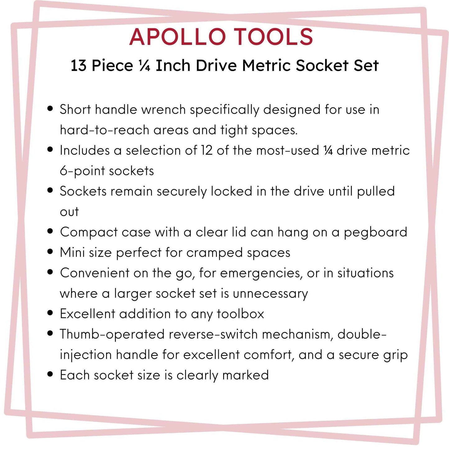 13 Piece ¼ Inch Drive Metric Socket Set - DT5023