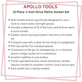 13 Piece ¼ Inch Drive Metric Socket Set - DT5023 - GiFTiFY
