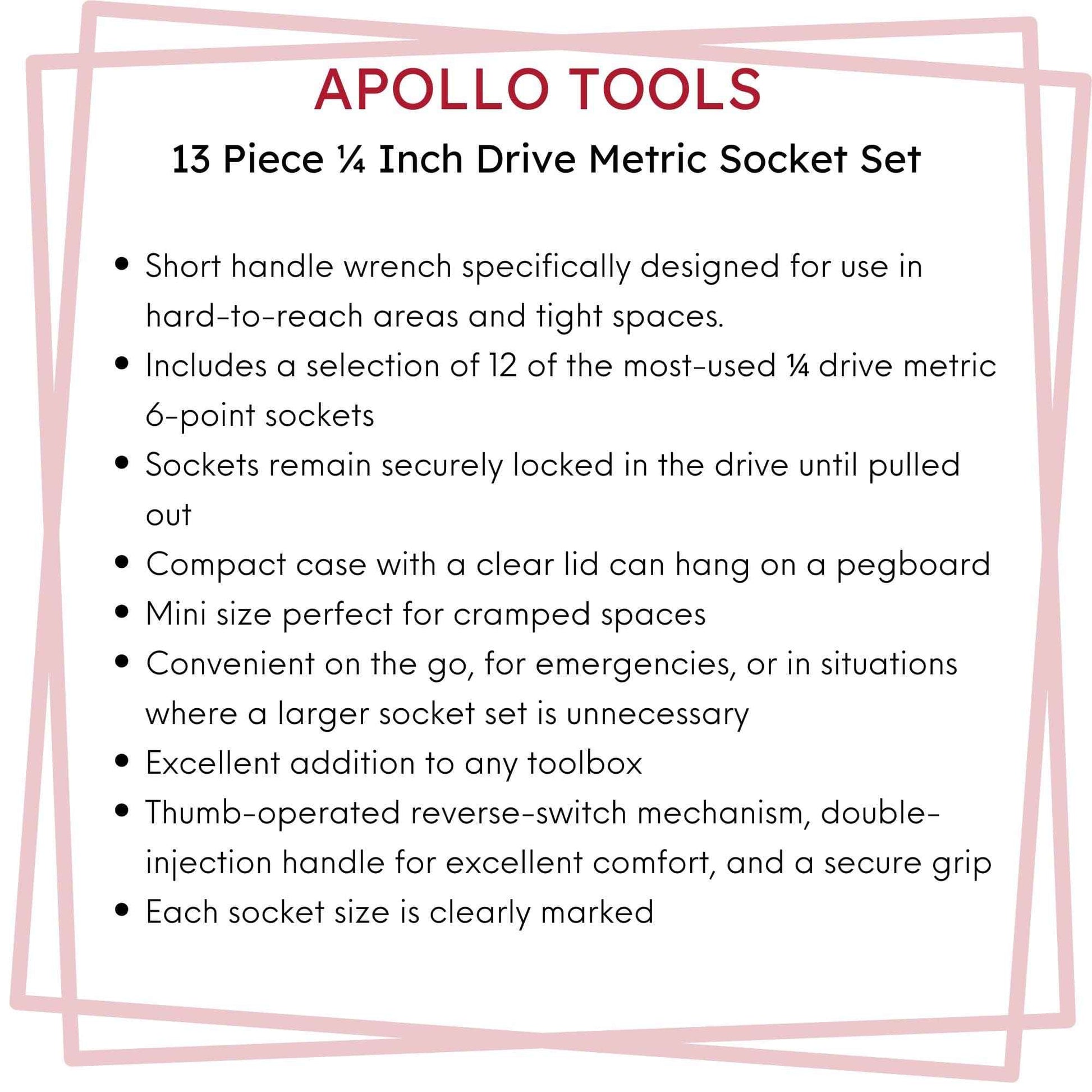 13 Piece ¼ Inch Drive Metric Socket Set - DT5023