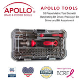 55 Piece Metric Tool Set with Ratcheting Bit Driver, Precision Bit Driver and Bit Assortment - DT5024 - GiFTiFY