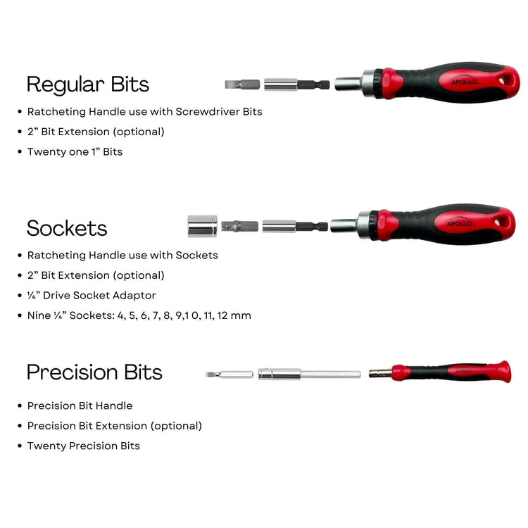 55 Piece Metric Tool Set with Ratcheting Bit Driver, Precision Bit Driver and Bit Assortment - DT5024 - GiFTiFY