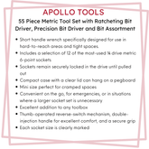 55 Piece Metric Tool Set with Ratcheting Bit Driver, Precision Bit Driver and Bit Assortment - DT5024 - GiFTiFY