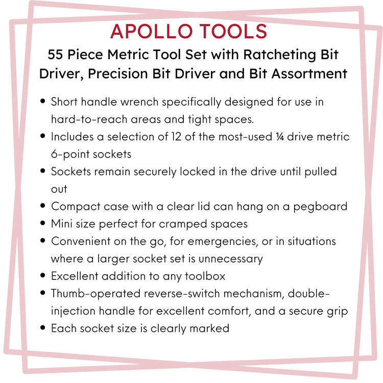 55 Piece Metric Tool Set with Ratcheting Bit Driver, Precision Bit Driver and Bit Assortment - DT5024 - GiFTiFY