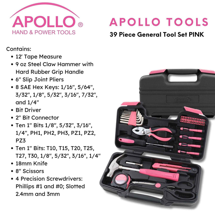 39 Piece General Tool Set Pink - DT9706P - GiFTiFY