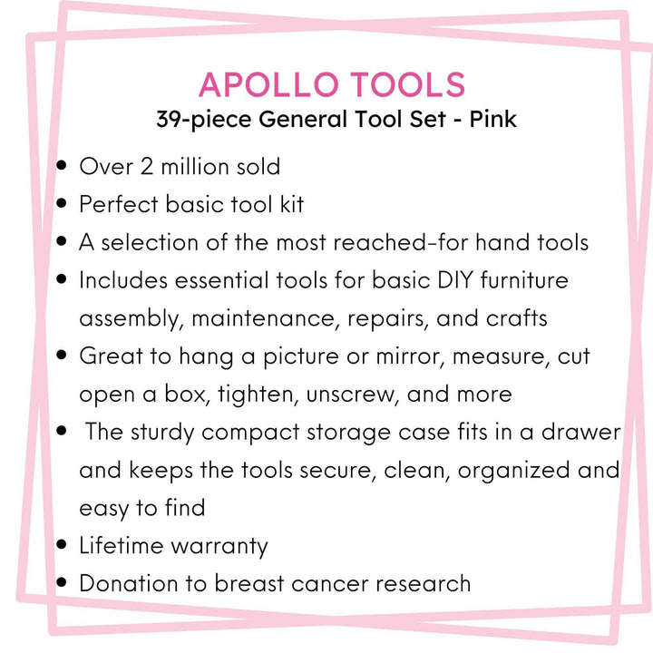 39 Piece General Tool Set Pink - DT9706P - GiFTiFY