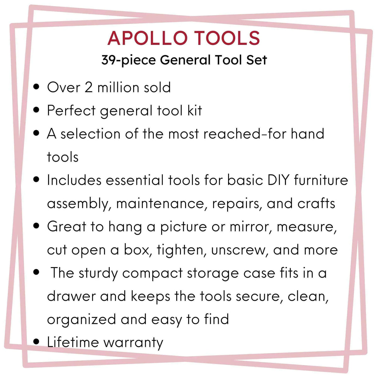 39 Piece General Tool Set - DT9706 Household Tool Kit by Apollo Tools