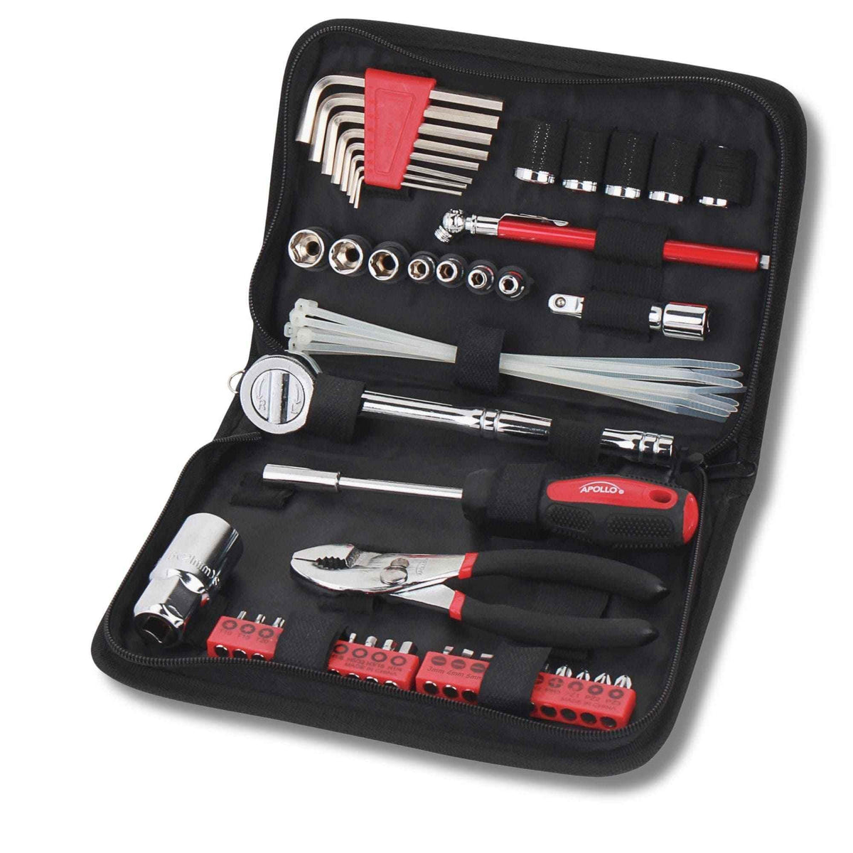 56 Piece SAE Auto Tool Set In Zipper Case - DT9774 Mechanics Tool Kit by Apollo Tools