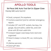 56 Piece SAE Auto Tool Set In Zipper Case - DT9774 - GiFTiFY