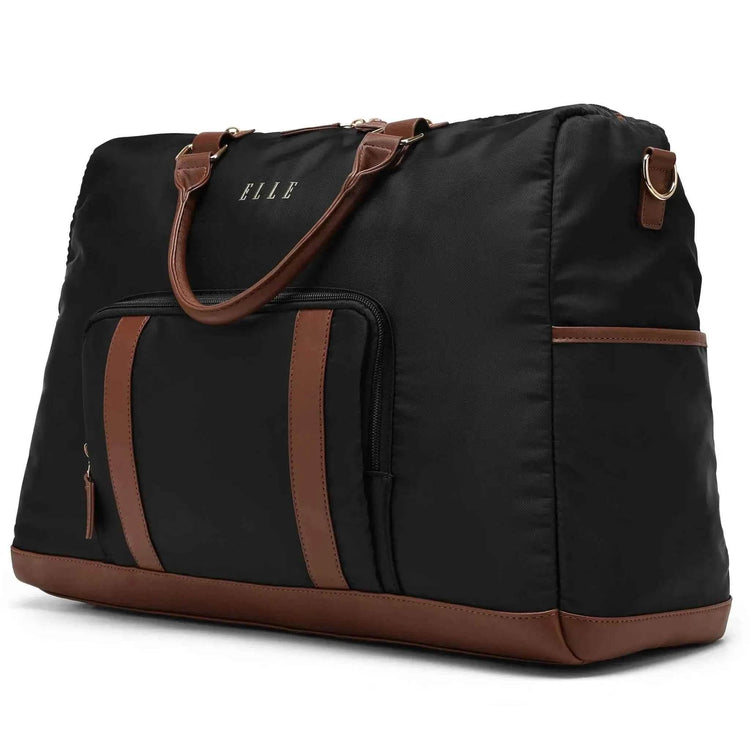 Luxe Journey 30L Twill and Vegan Leather Weekender Duffel Bag - GiFTiFY