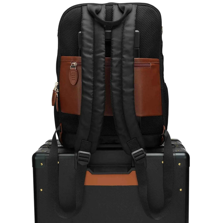 Luxe Journey 18L Twill and Vegan Leather Backpack - GiFTiFY