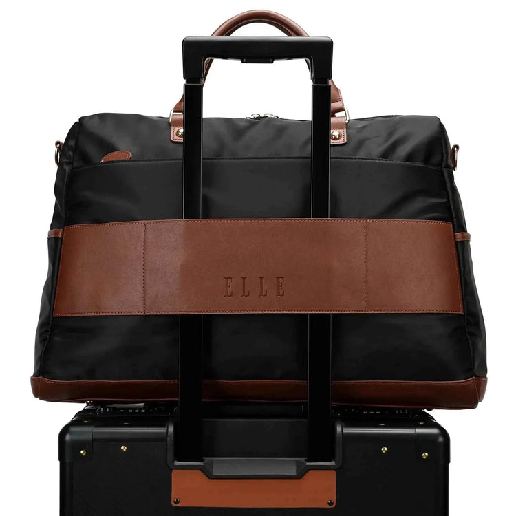 Luxe Journey 30L Twill and Vegan Leather Weekender Duffel Bag - GiFTiFY