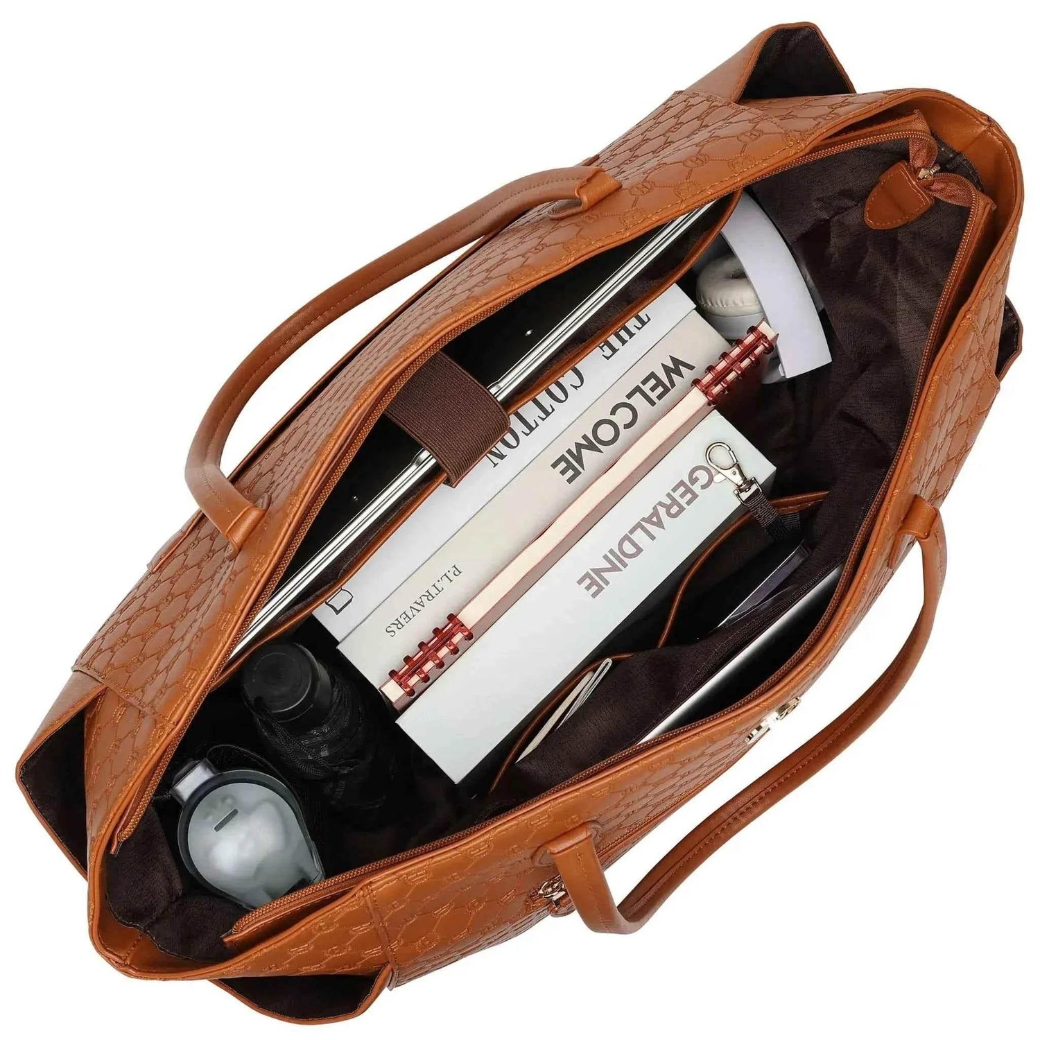 Compass 32L Vegan Leather Monogram Weekender Tote Bag - GiFTiFY