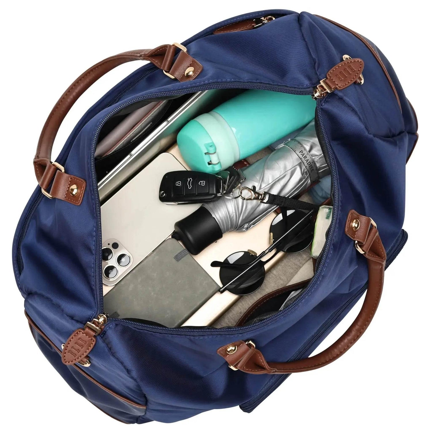 Luxe Journey 30L Twill and Vegan Leather Weekender Duffel Bag - GiFTiFY