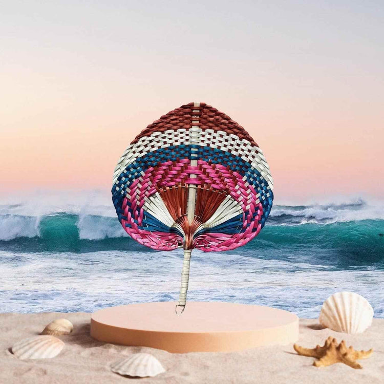 Tricolor Raffia Handmade Fan - GiFTiFY