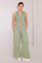 DRIFTING CURRENTS OLIVE WOVEN VEST - GiFTiFY