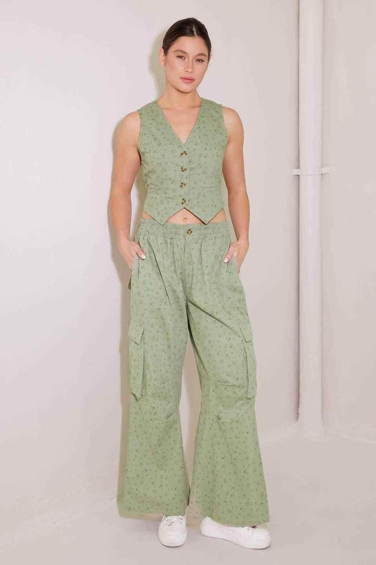 DRIFTING CURRENTS OLIVE WOVEN VEST - GiFTiFY