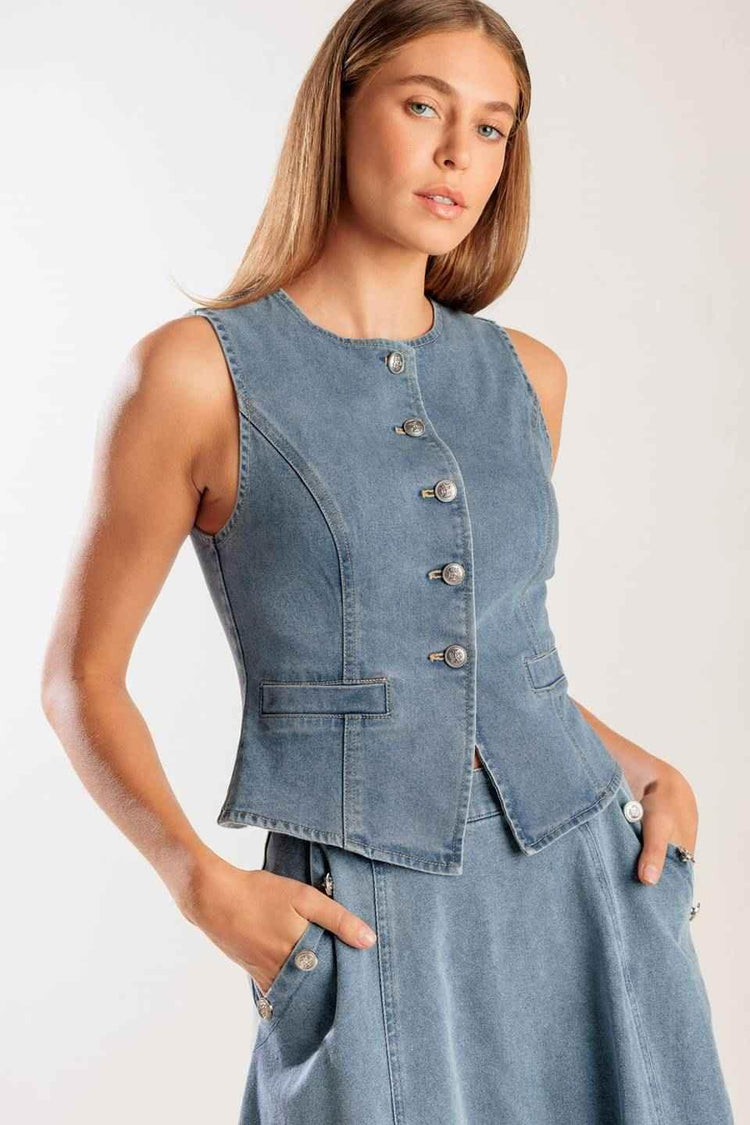 AT FIRST GLANCE DENIM VEST - GiFTiFY