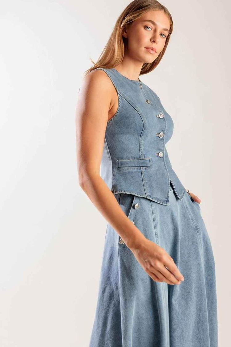 AT FIRST GLANCE DENIM VEST - GiFTiFY