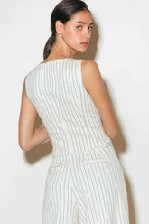 COFFEE RUN STRIPED WOVEN VEST - GiFTiFY