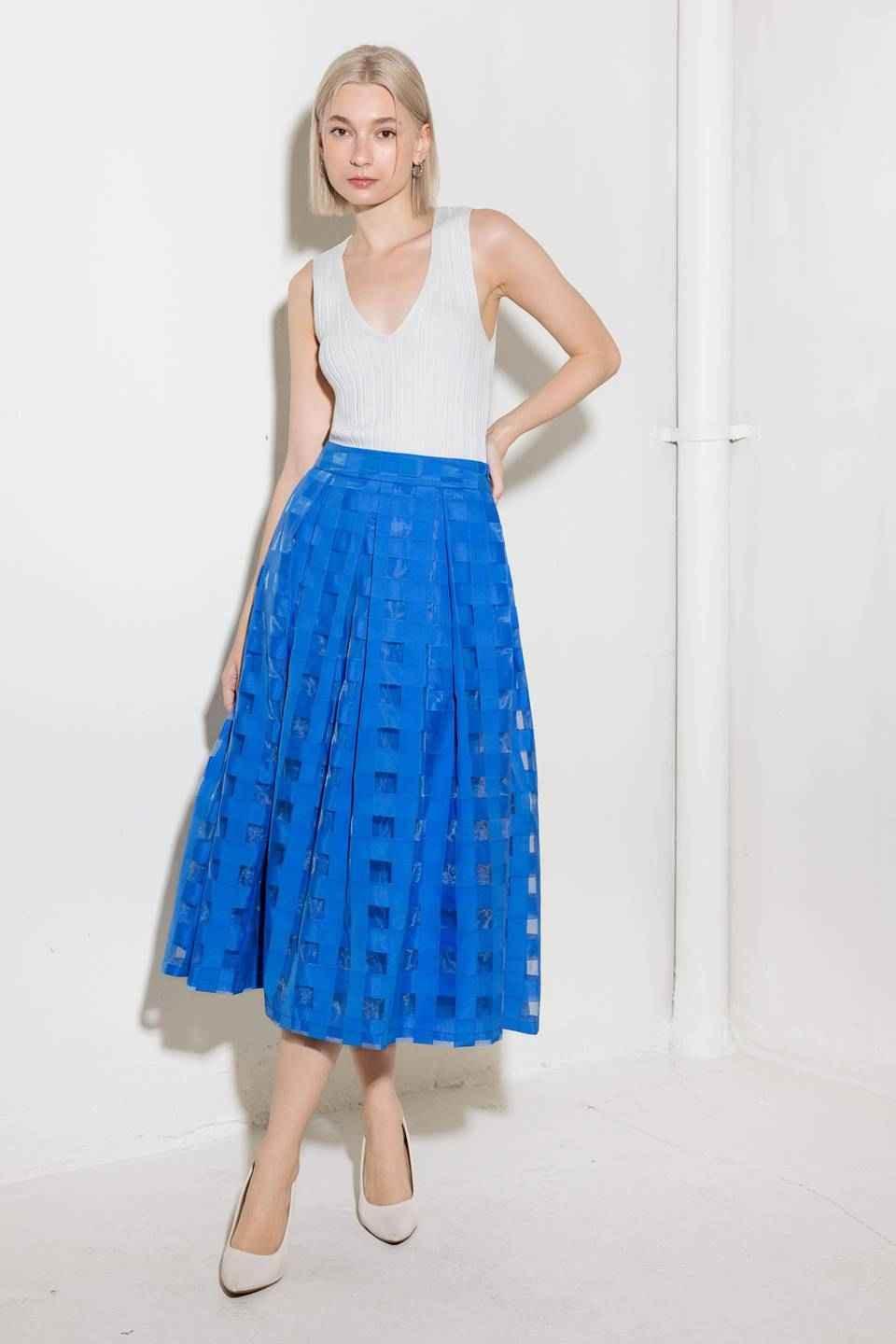 LIVE FOR US BLUE ORGANZA MIDI SKIRT - GiFTiFY