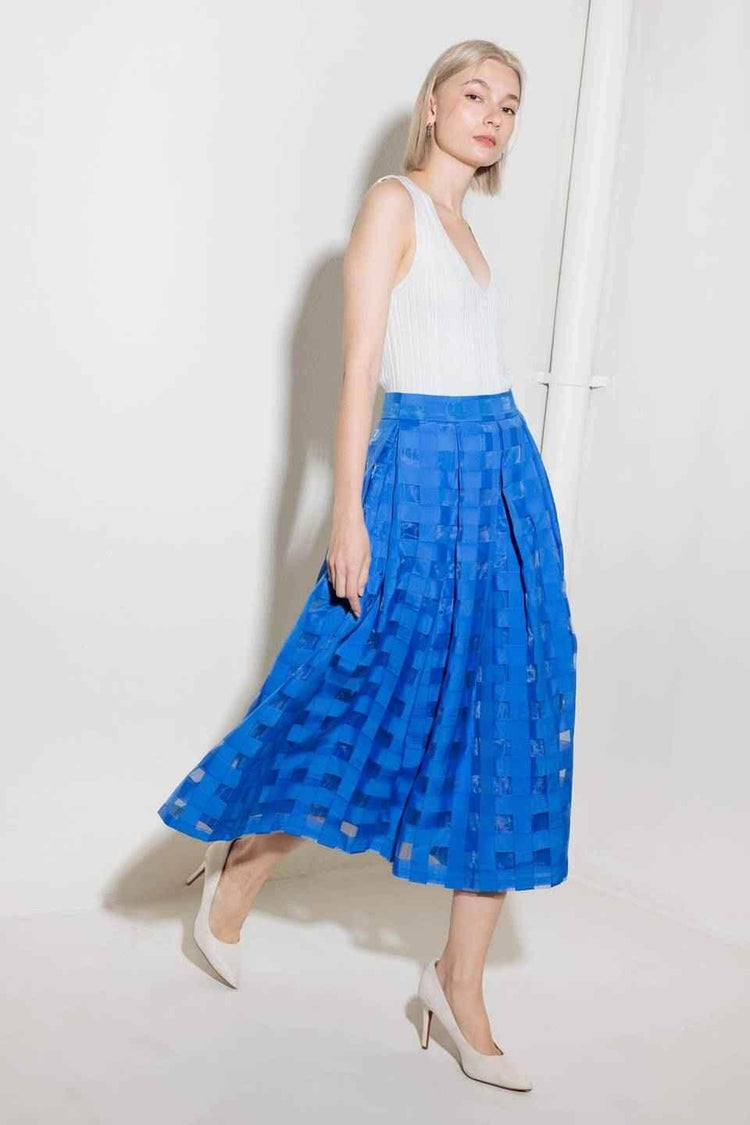 LIVE FOR US BLUE ORGANZA MIDI SKIRT - GiFTiFY